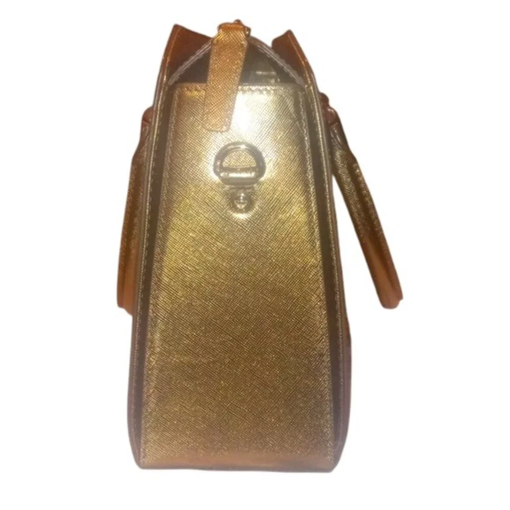 MCM Nuovo Leather Satchel with Crossbody | Gold